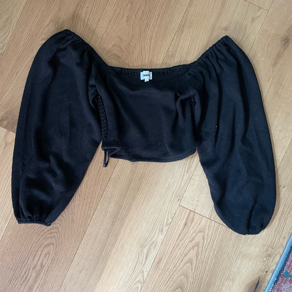 ABOUT US Black Off-Shoulder Sweater Crop